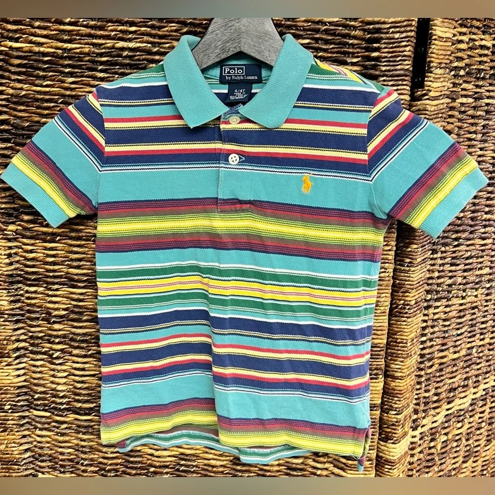 Ralph Lauren‎ Kids Colorful Striped Polo Shirt- Size:4/4T
